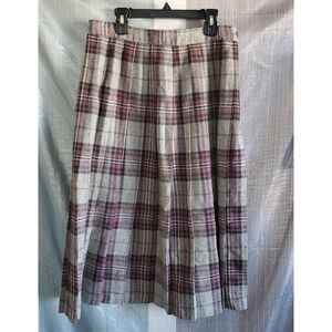 Tally Ho Pleated Plaid Wool Skirt Made in Great Britain Size 14 Classic Academia